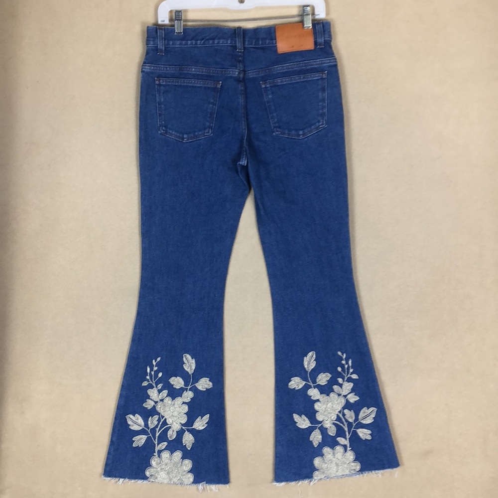 Gucci XX Floral Embroidered Flared High Rise Jeans RX722 Women’s size‎ 27 - Picture 13 of 14